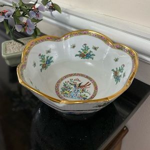 Vintage MACAU Hand-Painted Porcelain Decorative Bowl